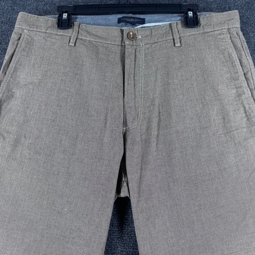 Banana Republic Pants Mens 36x30 Tan Straight Fit Cotton Slub Chino Casual